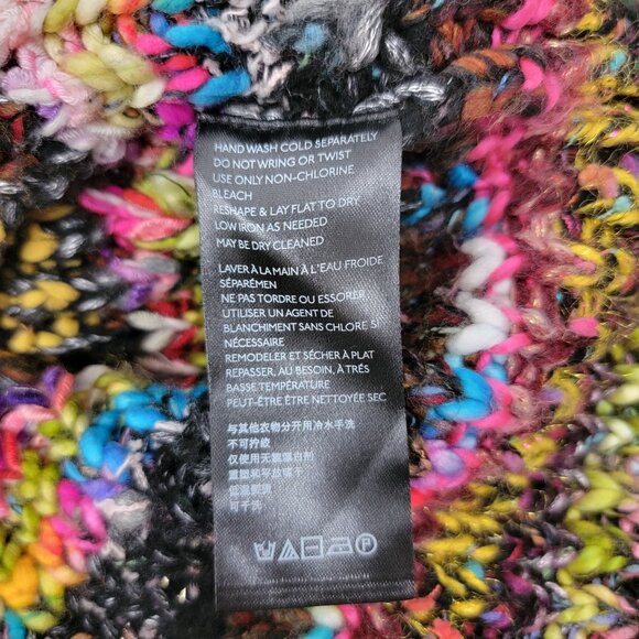 ANTHROPOLOGIE Womens M/L Piera Multicolor Knit Turtleneck Poncho Sweater - Picture 7 of 12